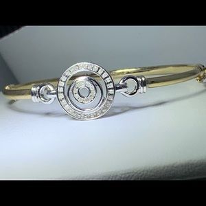 10k Solid 2Tone Gold Bracelet Circles of Diamonds